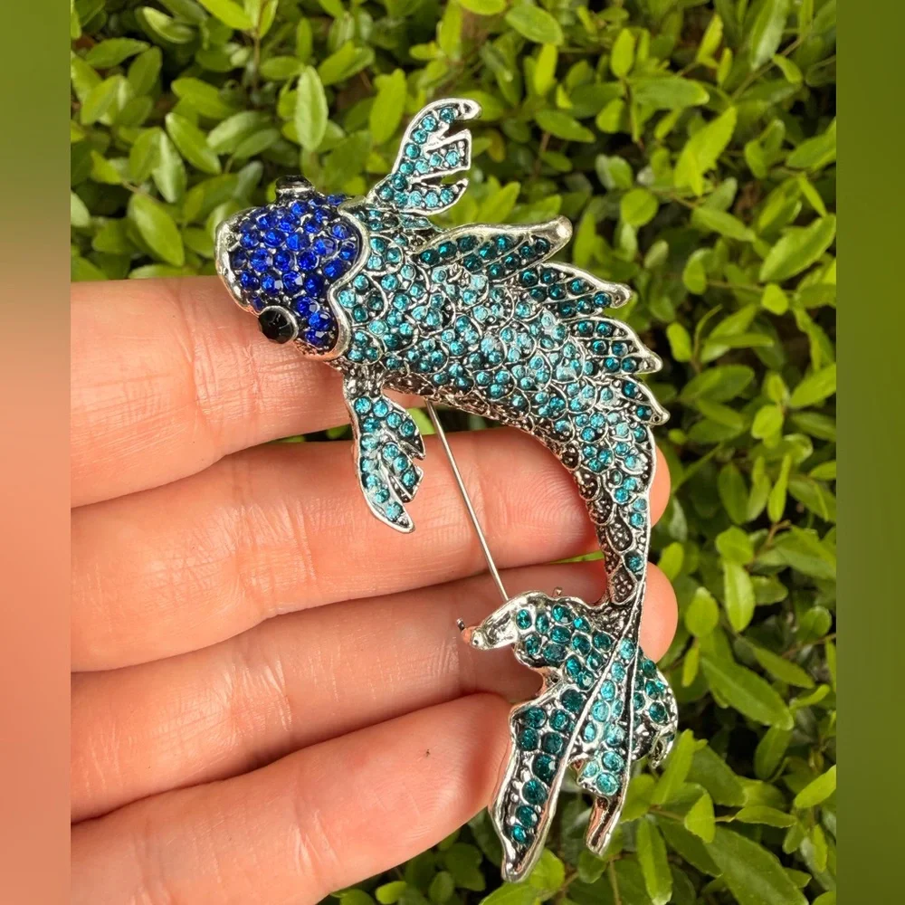 Betsey Johnson Blue Koi Fish Brooch Pin